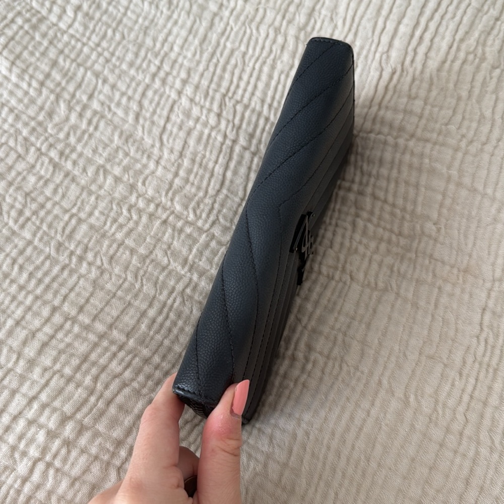 Black YSL Monogram Large Flap Wallet in Grained Leather - Picture 6 of 6